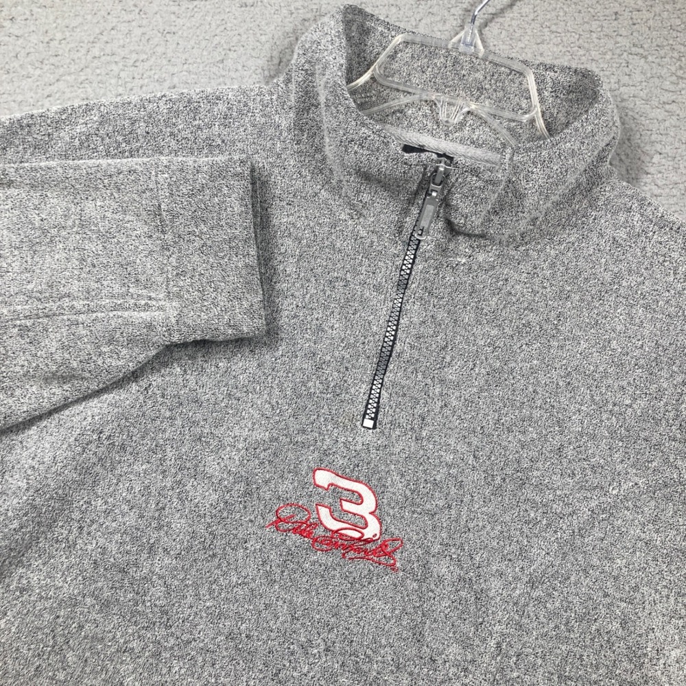 Dale Earnhardt 3 Sr 1/4 Zip Pullover Mens XL Grey Nascar Racing Sweatshirt